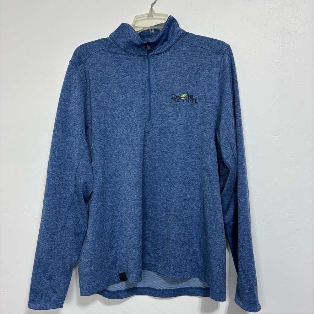 OGIO Men's Large Blue 1/4 Quarter Zip Pullover The Bible Institute Embroidered